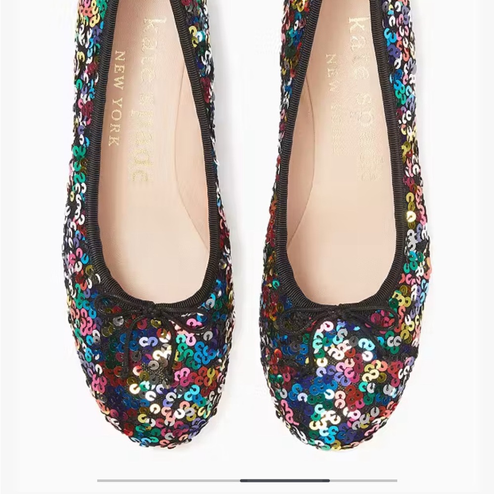 Kate Spade Honey Flats Rainbow Sequin 8.5 - Picture 3 of 9
